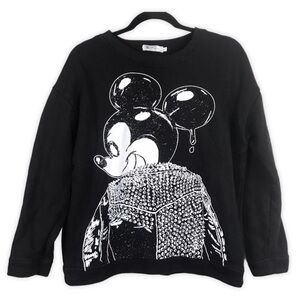 Rebel Punk Mickey Mouse Graphic Black Sweatshirt
